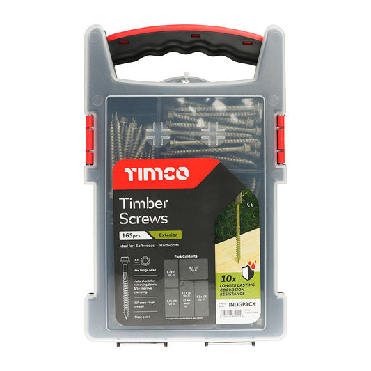 TIMCO Timber Screws Hex Flange Head Exterior Green - Mixed Grab Pack - 165pcs - Image