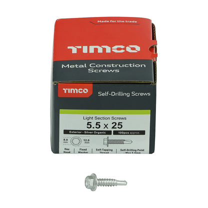 TIMCO Self-Drilling Light Section Screws Exterior Silver - 5.5 x 25 - Image