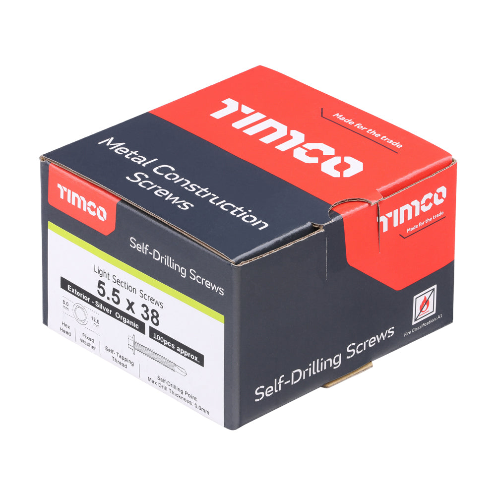 TIMCO Self-Drilling Light Section Screws Exterior Silver - 5.5 x 38 - Image