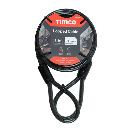 TIMCO Steel Braided Looped Security Cable - 10mm x 1.8m - Image