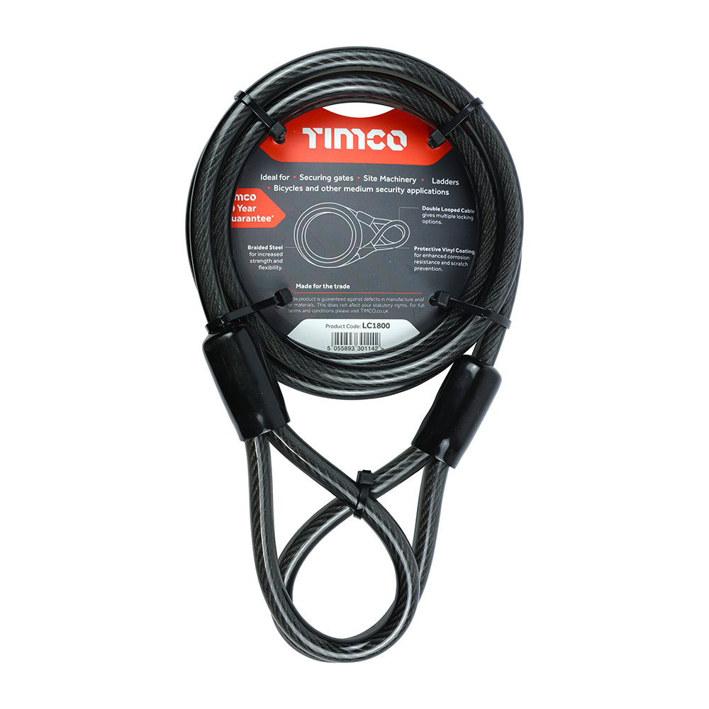 TIMCO Steel Braided Looped Security Cable - 10mm x 1.8m - Image