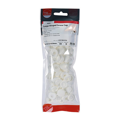 TIMCO Hinged Screw Caps Large White - To fit 5.0 to 6.0 Screw - Image