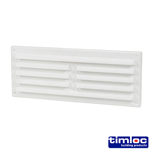 Timloc Internal Plastic Louvre Grille Vent with Flyscreen  White - 260 x 104mm - Image