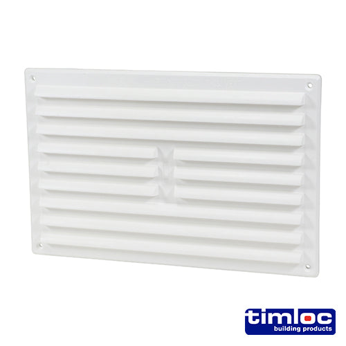 Timloc Internal Plastic Louvre Grille Vent with Flyscreen  White - 260 x 170mm - Image