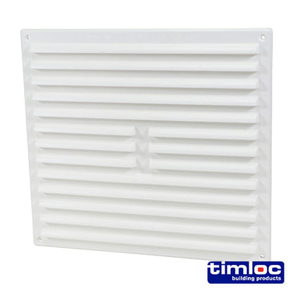Timloc Internal Plastic Louvre Grille Vent with Flyscreen  White - 260 x 235mm - Image