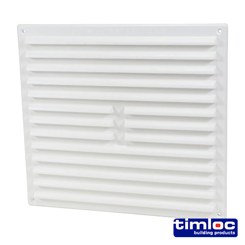 Timloc Internal Plastic Louvre Grille Vent with Flyscreen  White - 260 x 235mm - Image