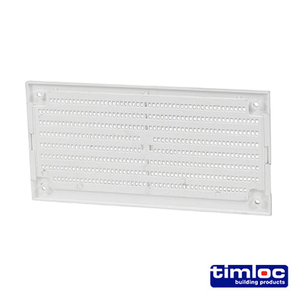Timloc Internal Plastic Louvre Mini Grille Vent with Flyscreen  White - 166 x 85mm - Image