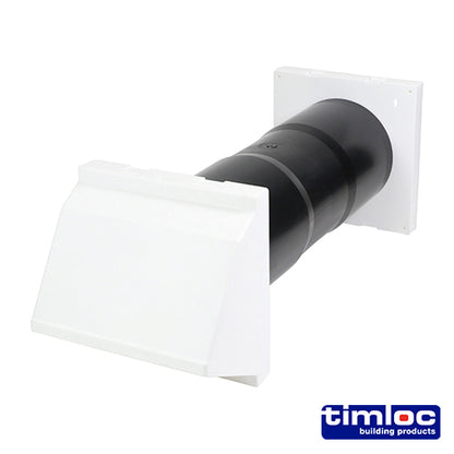 Timloc Aero Core Through Wall Vent Set with Cowl and Baffle White - Ø127 x 350mm - Image