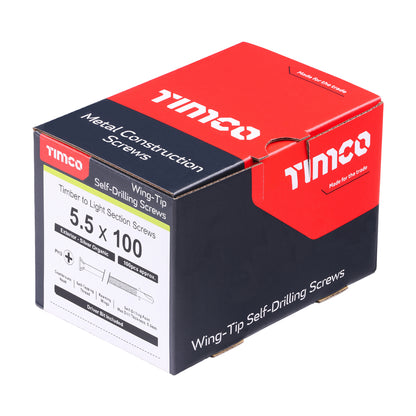 TIMCO Self-Drilling Wing-Tip Steel to Timber Light Section Exterior Silver Screws  - 5.5 x 100 - Image