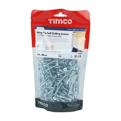 TIMCO Self-Drilling Wing-Tip Steel to Timber Light Section Silver Screws  - 4.8 x 38 - Image
