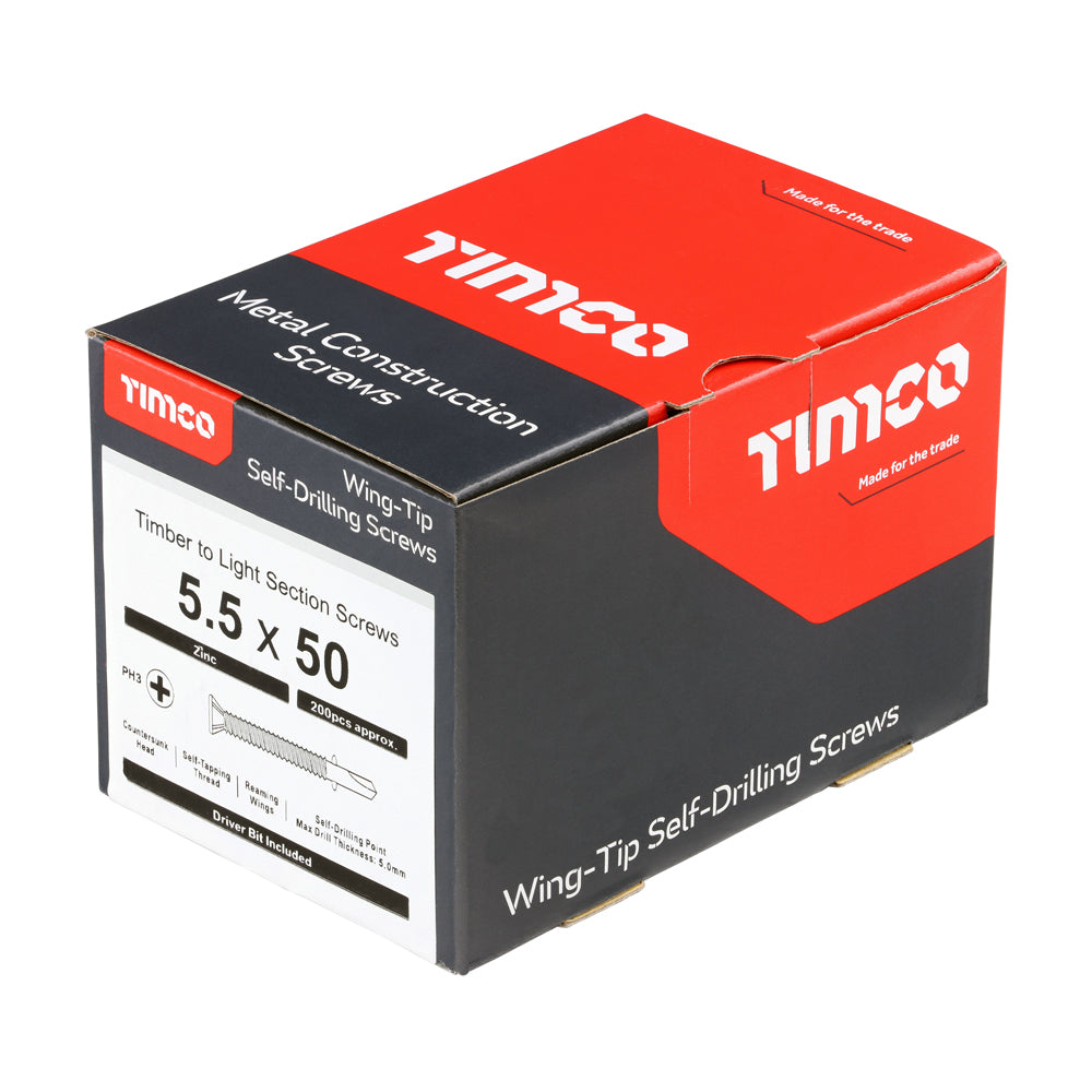 TIMCO Self-Drilling Wing-Tip Steel to Timber Light Section Silver Screws  - 5.5 x 50 - Image