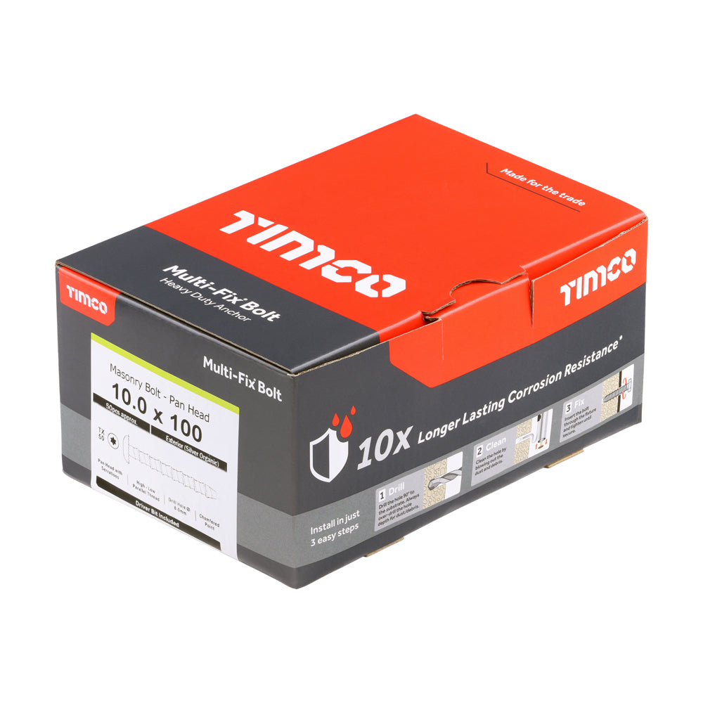 TIMCO Multi-Fix Bolt Pan Head Exterior Silver - 10.0 x 100/M12 - Image