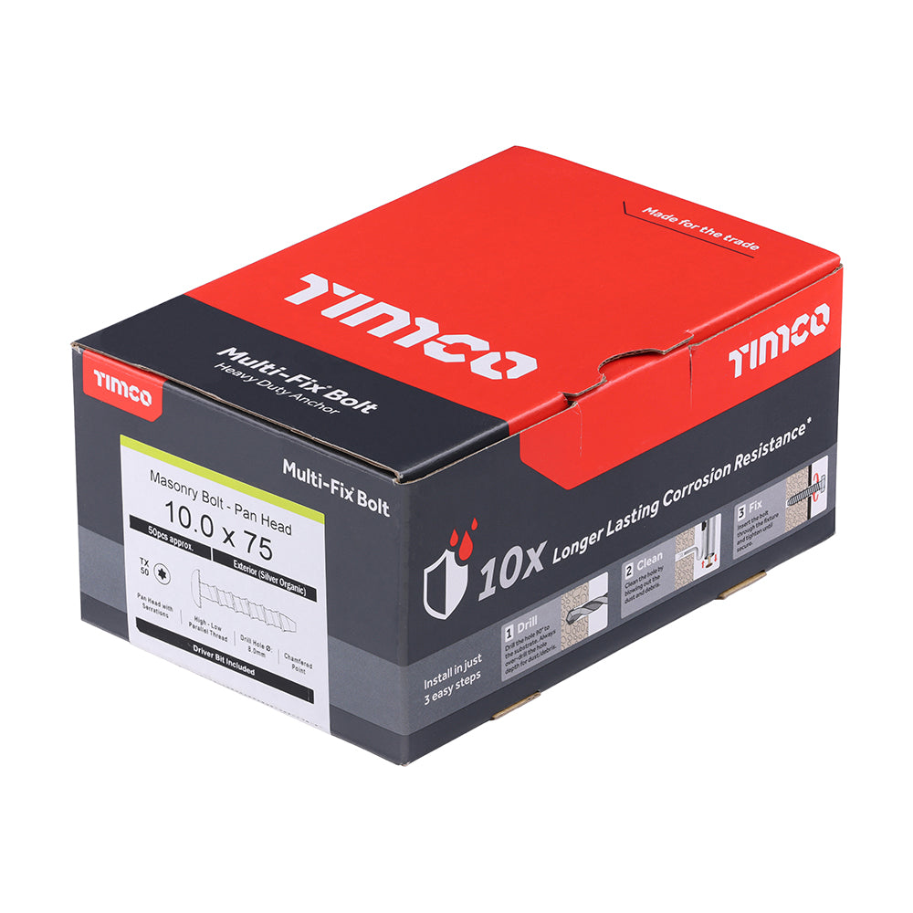 TIMCO Multi-Fix Bolt Pan Head Exterior Silver - 10.0 x 75/M12 - Image