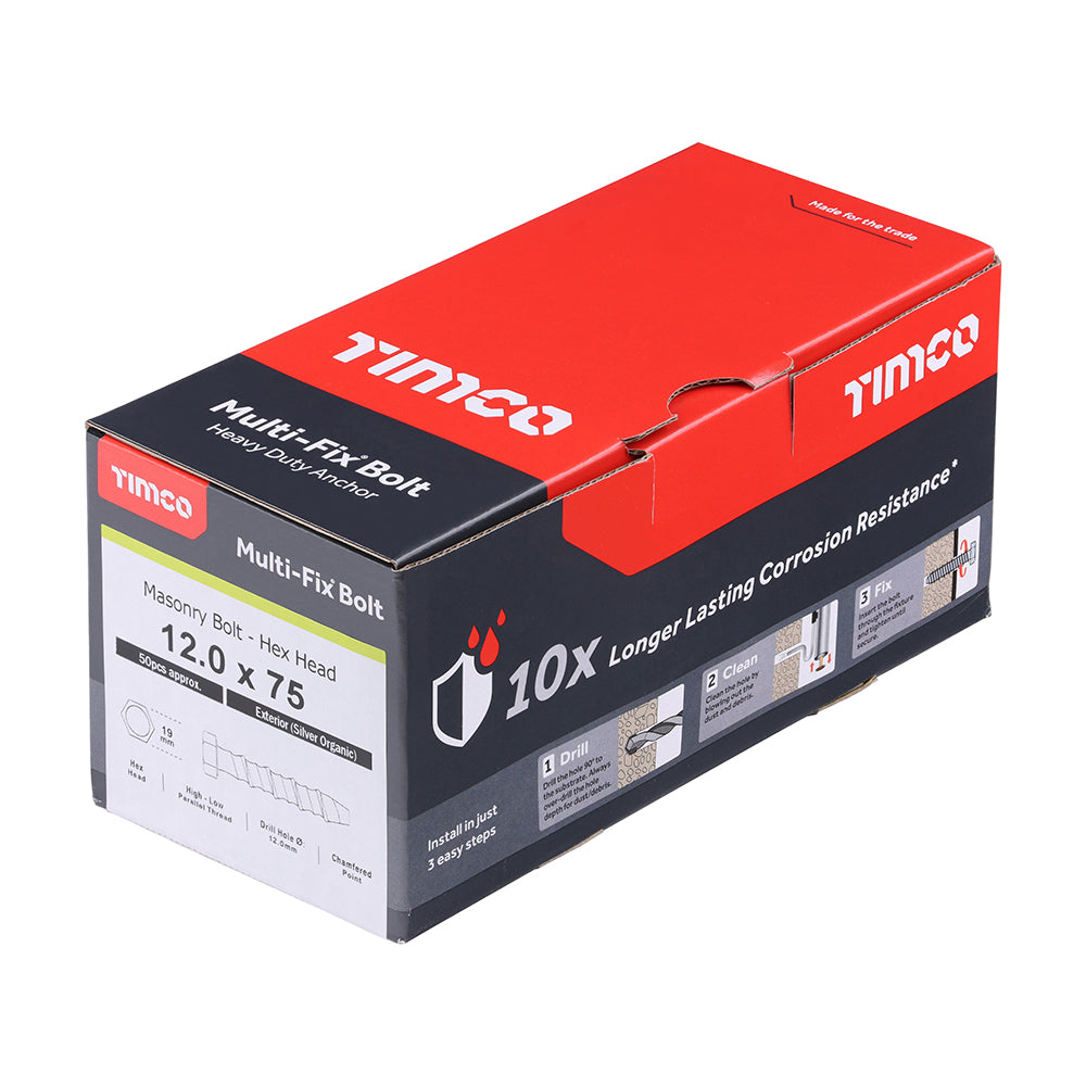 TIMCO Multi-Fix Bolts Hex Head Exterior Silver - 12.0 x 75 - Image