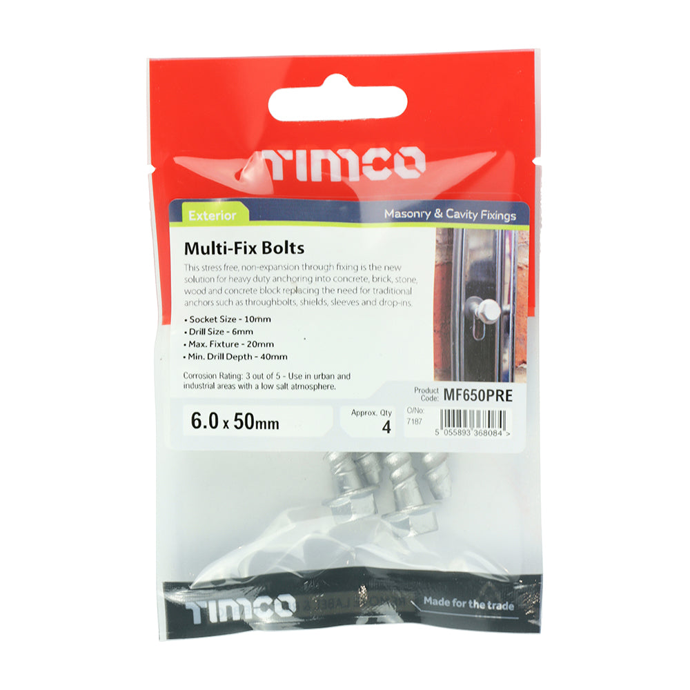 TIMCO Multi-Fix Bolts Hex Flange Head Exterior Silver - 6.0 x 50 - Image