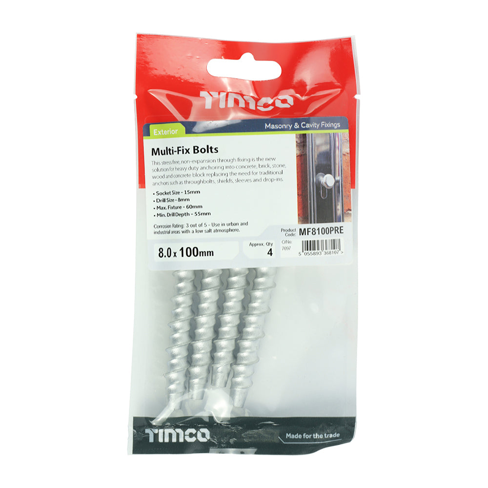 TIMCO Multi-Fix Bolts Hex Head Exterior Silver - 8.0 x 100 - Image