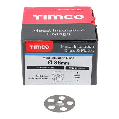 TIMCO Metal Insulation Disc Stainless Steel - 36mm - Image