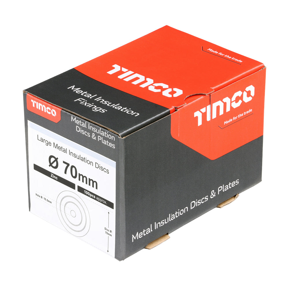 TIMCO Large Metal Insulation Discs Galvanised - 70mm - Image