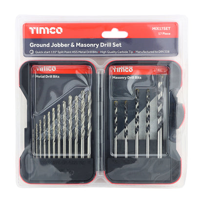 TIMCO Ground Jobber & Masonry Drill Set - 17pc - Image
