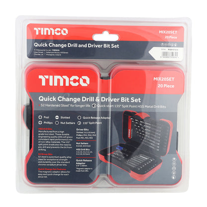 TIMCO Driver Bit & Ground Jobber Drill Bit Set - 20pc - Image