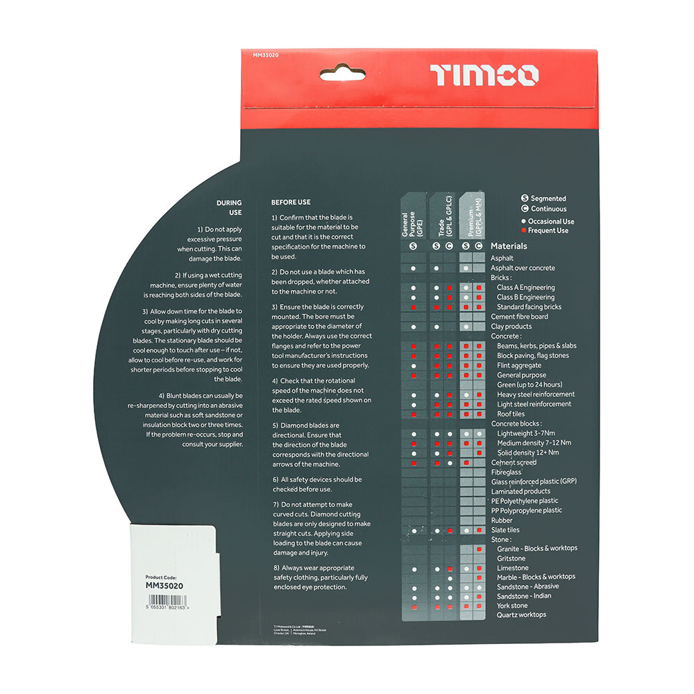 TIMCO Premium Diamond Blade Continuous - 350 x 20 - Image