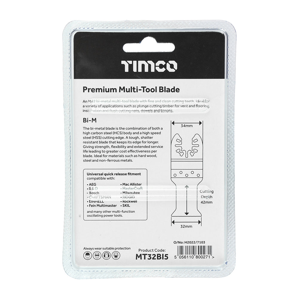 TIMCO Multi-Tool Fine Cut Blades For Wood/Metal Bi-Metal - 32mm - Image