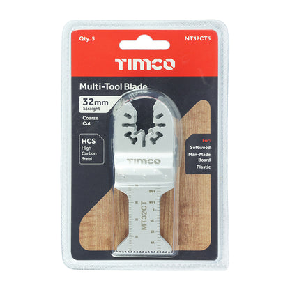 TIMCO Multi-Tool Coarse Cut Blades For Wood Carbon Steel - 32mm - Image
