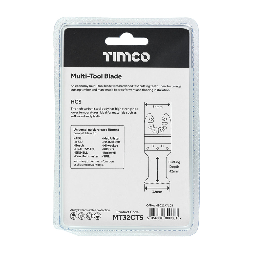 TIMCO Multi-Tool Coarse Cut Blades For Wood Carbon Steel - 32mm - Image
