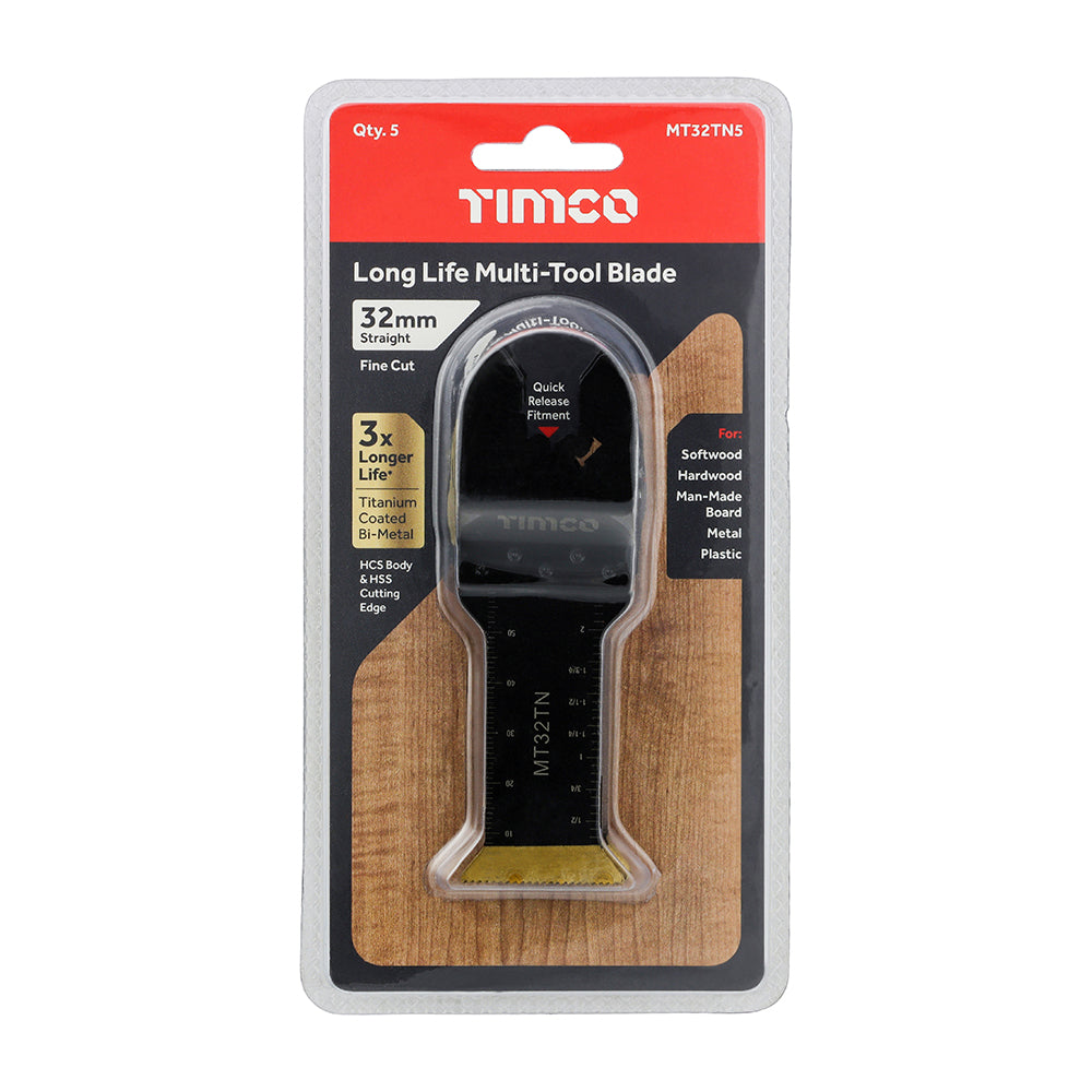 TIMCO Multi-Tool Fine Cut Blades For Wood/Metal Titanium Coated Bi-Metal - 32mm - Image
