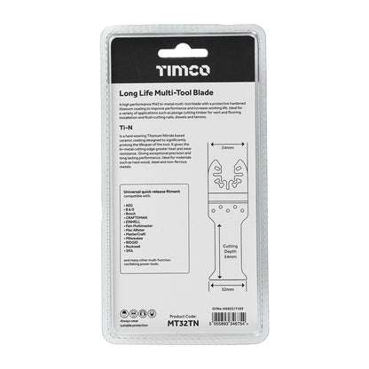 TIMCO Multi-Tool Fine Cut Blade For Wood/Metal Titanium Coated Bi-Metal - 32mm - Image