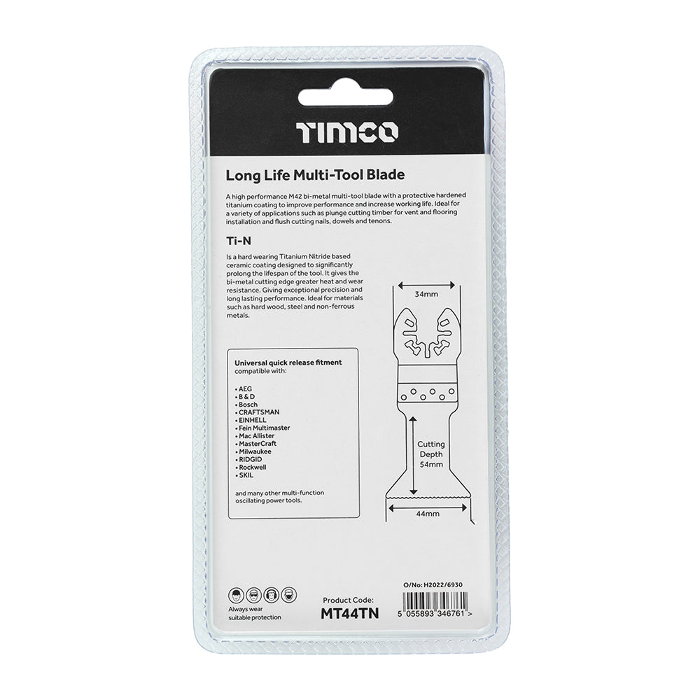 TIMCO Multi-Tool Fine Cut Blade For Wood/Metal Titanium Coated Bi-Metal - 44mm - Image