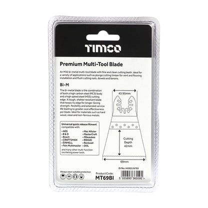 TIMCO Multi-Tool Fine Cut Blade For Wood/Metal Bi-Metal - 69mm - Image