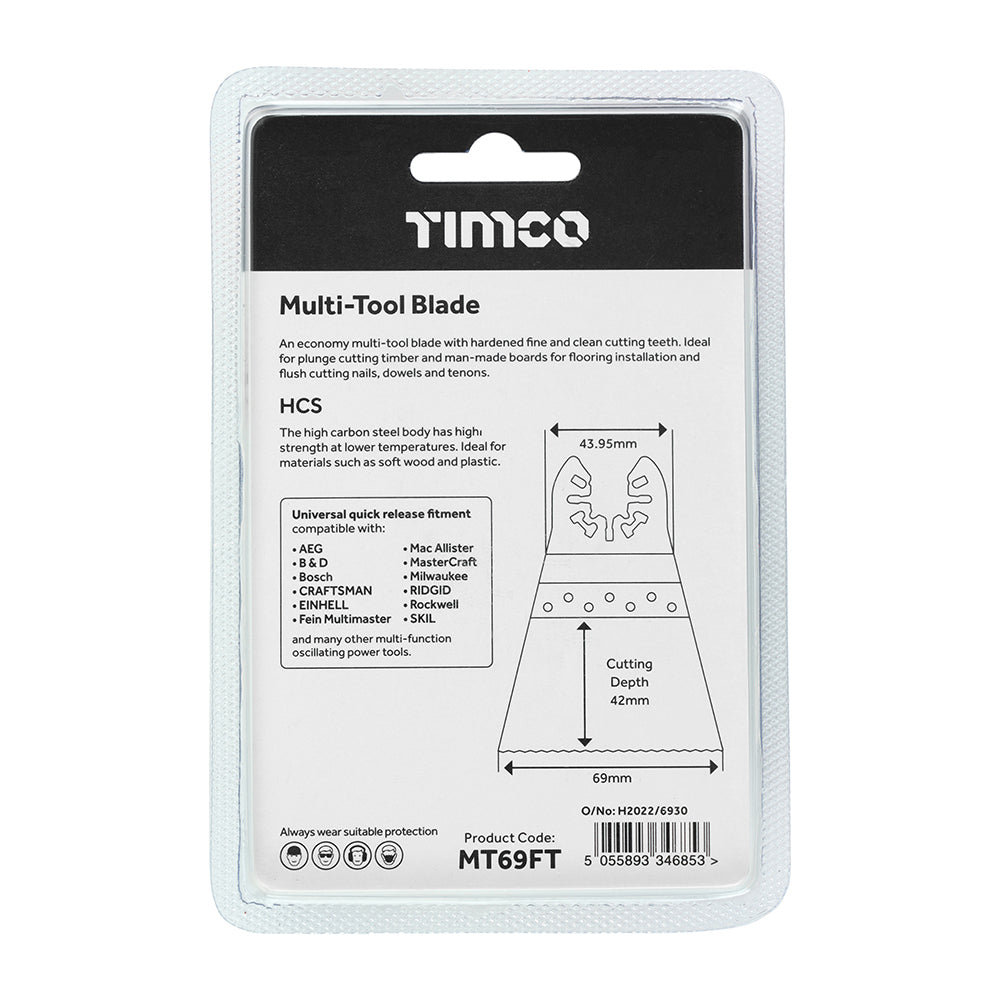 TIMCO Multi-Tool Fine Cut Blade For Wood Carbon Steel - 69mm - Image