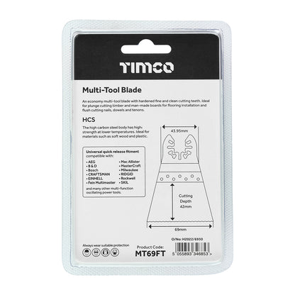 TIMCO Multi-Tool Fine Cut Blade For Wood Carbon Steel - 69mm - Image