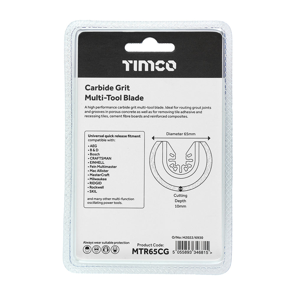 TIMCO Multi-Tool Radial Blade For Tiles Diamond Carbide Grit Carbon Steel - Dia.65mm - Image