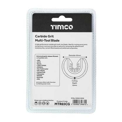TIMCO Multi-Tool Radial Blade For Tiles Diamond Carbide Grit Carbon Steel - Dia.65mm - Image