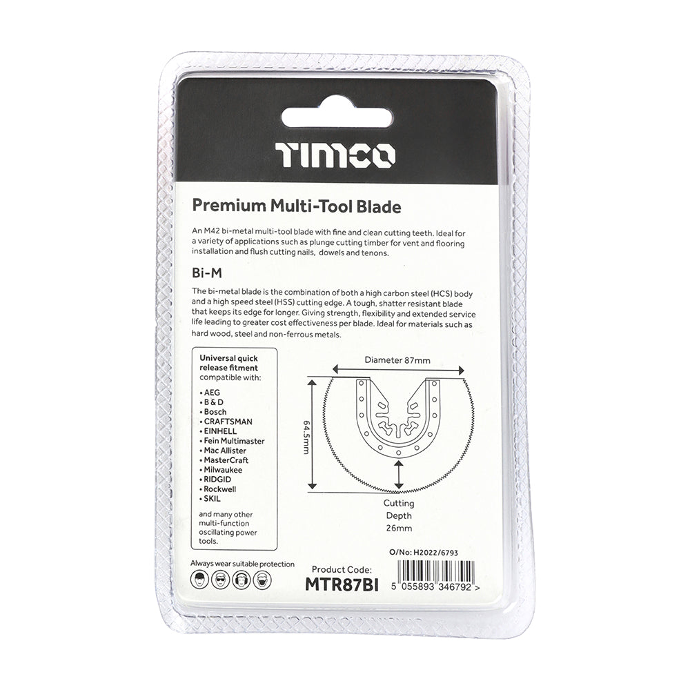 TIMCO Multi-Tool Radial Blade For Wood / Metal Bi-Metal - Dia. 87mm - Image