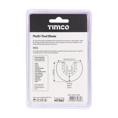 TIMCO Multi-Tool Radial Blade For Wood Carbon Steel - Dia. 87mm - Image