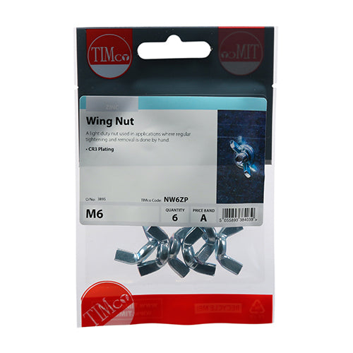 TIMCO Wing Nuts Silver - M6 - Image