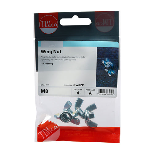 TIMCO Wing Nuts Silver - M8 - Image