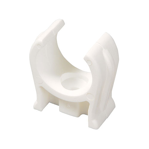 Single Snap-In Open Pipe Clips White  - 15mm - Image