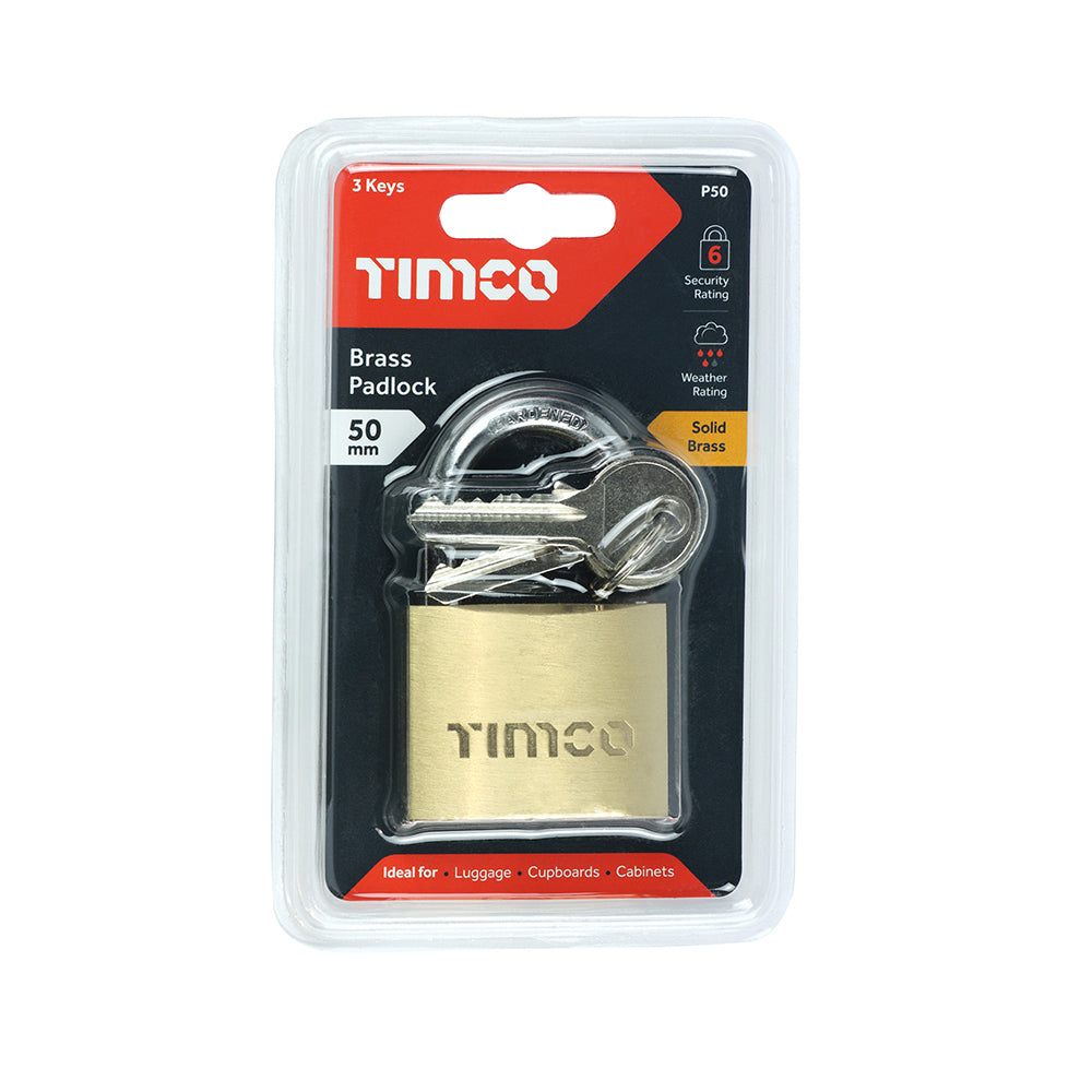 TIMCO Brass Padlock - 50mm - Image