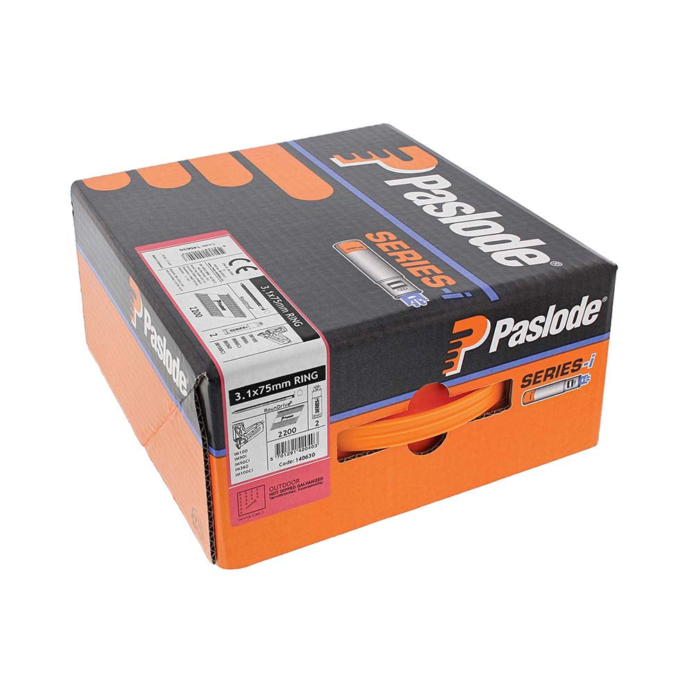 Paslode IM360Ci Nails & Fuel Cells Trade Pack Ring Shank Hot Dipped Galvanised - 3.1 x 75/2CFC - Image