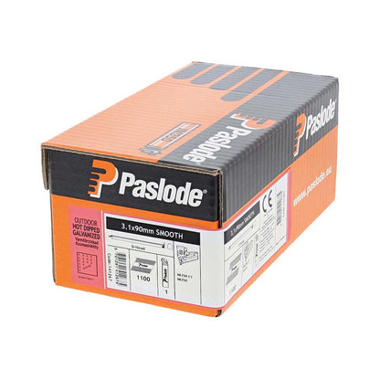 Paslode IM350+ Nails & Fuel Cells Retail Pack Plain Shank Hot Dipped Galvanised - 3.1 x 90/1CFC - Image