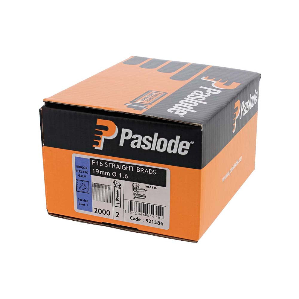 Paslode IM65 Brads & Fuel Cells Pack Straight Electro Galvanised - 16g x 19/2BFC - Image