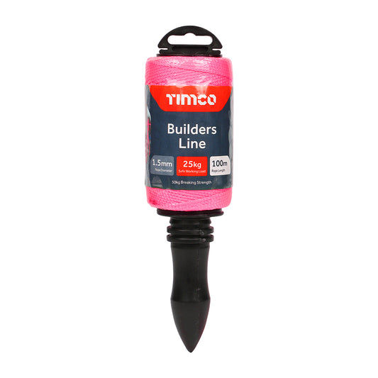 TIMCO Nylon Builders Line on Winder Pink - 1.5mm x 100m - Image