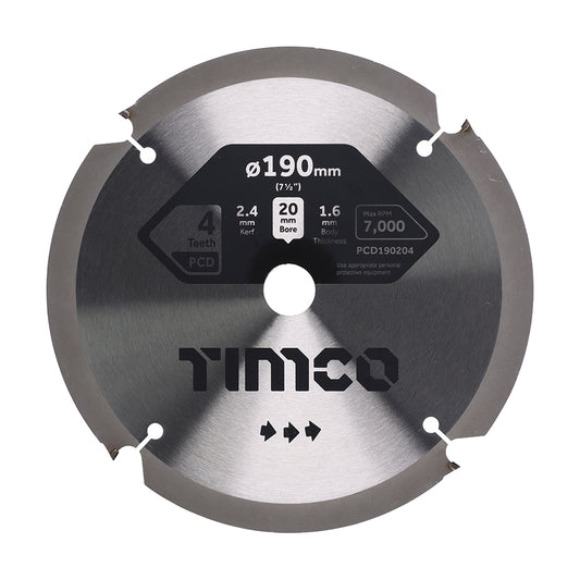 TIMCO PCD Fibre Cement Saw Blade - 190 x 20 x 4T - Image