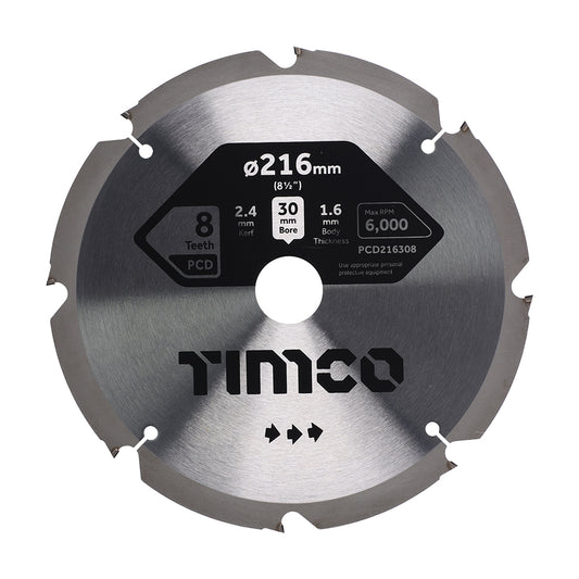 TIMCO PCD Fibre Cement Saw Blade - 216 x 30 x 8T - Image