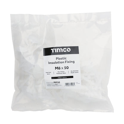 TIMCO Plastic Insulation Fixings White - 8.0 x 50 - Image