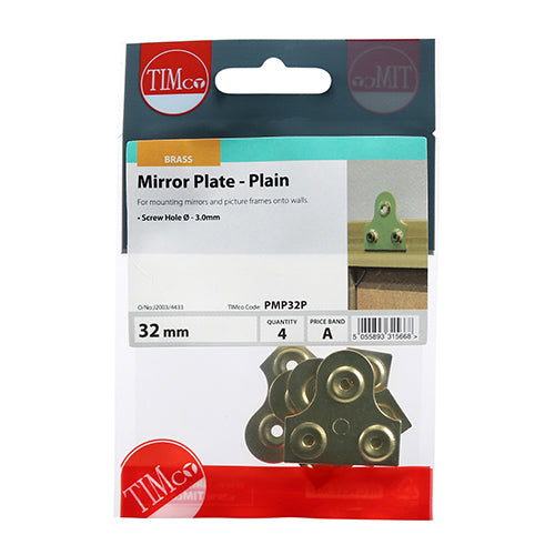 TIMCO Mirror Plates Plain Electro Brass - 32mm - Image